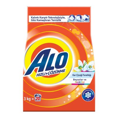 Alo Toz Çamaşır Deterjanı Kar Çiçeği Ferahlığı Beyazlar ve Renkliler Hızlı Çözülme 3 kg - ALO