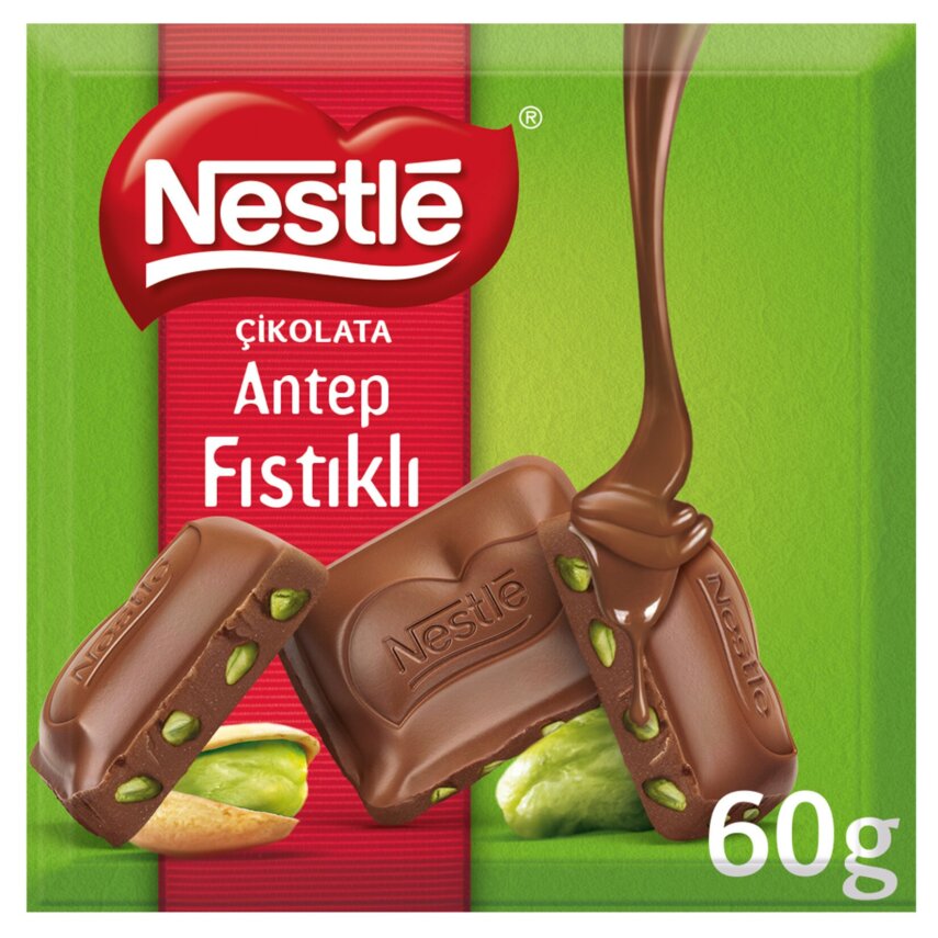 Antep Fıstıklı Sütlü Çikolata Kare - 1