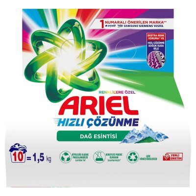 Ariel Dağ Esintisi Renklilere Özel 1,5 kg AquaPudra Toz Çamaşır Deterjanı - Ariel