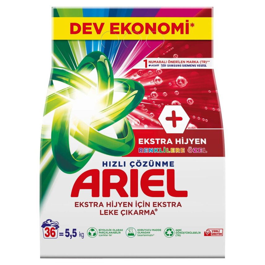 Ariel OXI 5,5 Kg Renklilere Özel AquaPudra Toz Çamaşır Deterjanı - 1