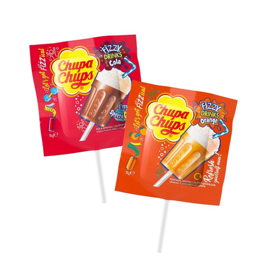 Chupa Chups Fizzy Drinks Portakal/Kolalı Lolipop 15 G - 1