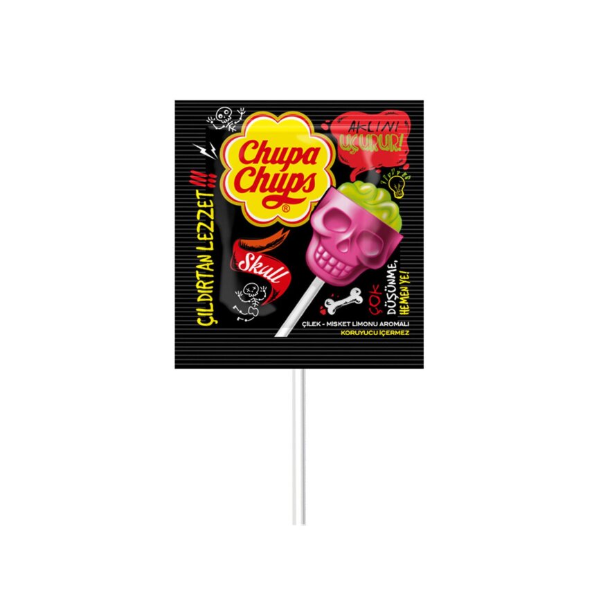 Chupa Chups Skull Çilek & Limon Aromalı Lolipop 15 G - 1