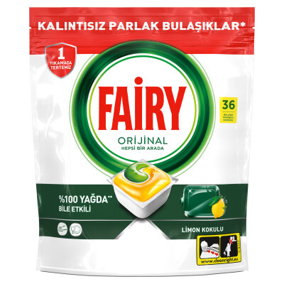 Fairy Hepsi Bir Arada 36 Yıkama Bulaşık Makinesi Deterjanı Kapsülü Limon Kokulu - Fairy