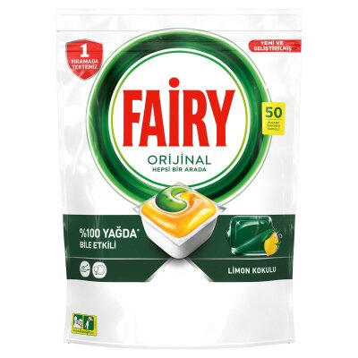 Fairy Hepsi Bir Arada Bulaşık Makinesi Deterjanı Kapsülü/Tableti Limon Kokulu 50 Yıkama 675 G - Fairy