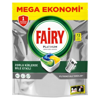 Fairy Platinum 72 Yıkama Bulaşık Makinesi Deterjanı Kapsülü Limon Kokulu - Fairy