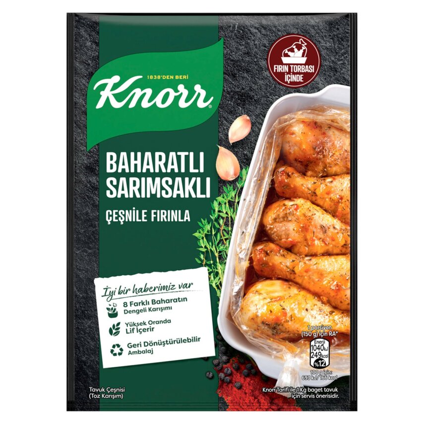 Knorr Fırında Tavuk Çeşnisi Baharat&Sarımsak 34 G - 1