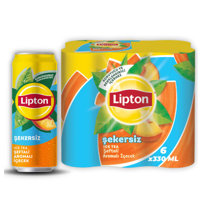 Lipton Ice Tea Şekersiz Şeftali Aromalı Soğuk Çay Kutu 6 x 330 Ml - Lipton