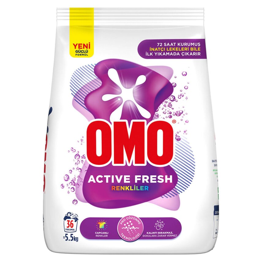 Omo Active Fresh Renkliler Toz Deterjan 36 Yıkama 5.5 Kg - 1