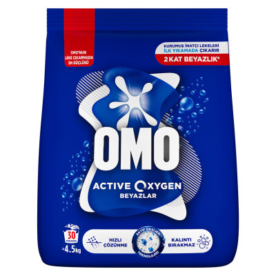 Omo Active Oxygen Toz Çamaşır Deterjanı Beyazlar 4.5 KG 30 Yıkama - OMO
