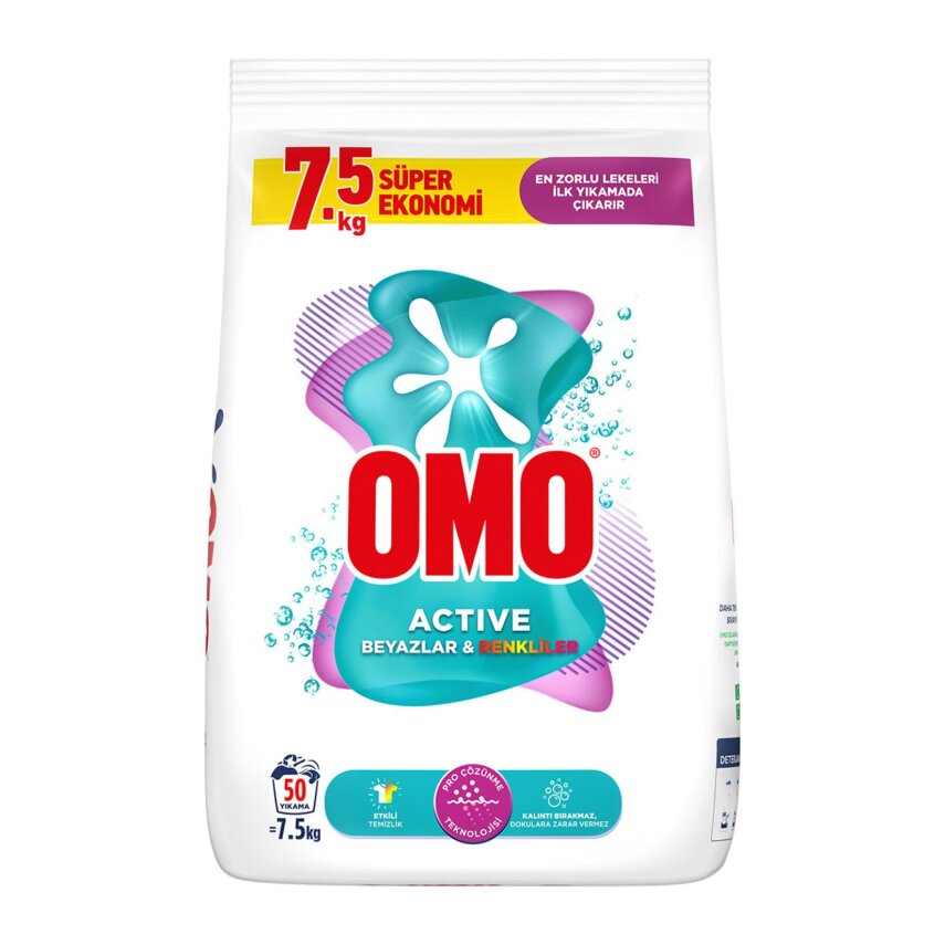 Omo Active Renkliler ve Beyazlar 7.5 Kg - 1