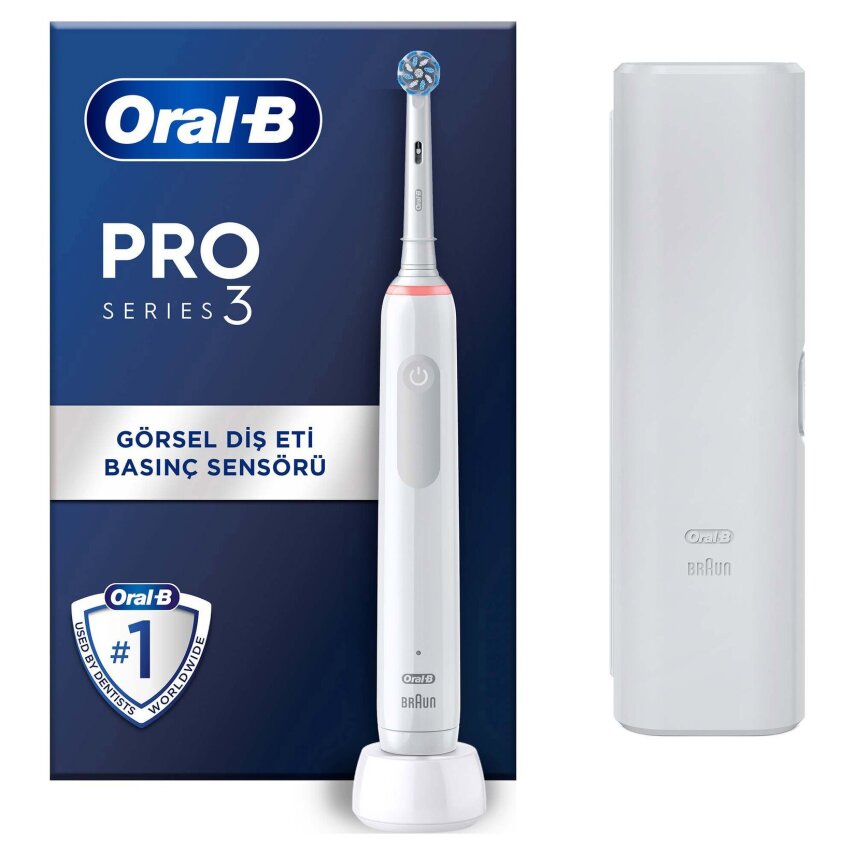 Oral-b Pro 3500 Şarjlı Diş Fırçası Beyaz + Seyehat Kabı - 1