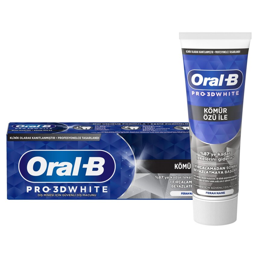 Oral-B Pro 3D White Kömür Özlü Diş Macunu 75 Ml - 1