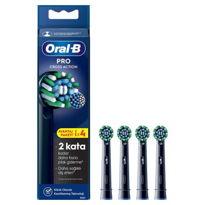 Oral-B Şarjlı Fırça Yedek Başlığı Cross Action 4Ct-Siyah 4'lü - Oral-B