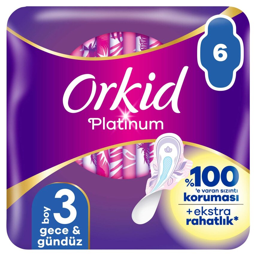 Orkid Platinum Hijyenik Ped Gece Tekli Paket 6'lı - 1