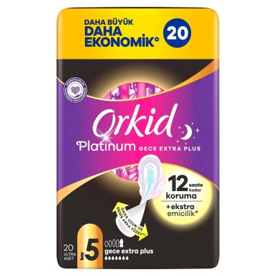 Orkid Platinum Süper Ekonomik Paket Gece Ekstra Plus Ped 20'li - Orkid