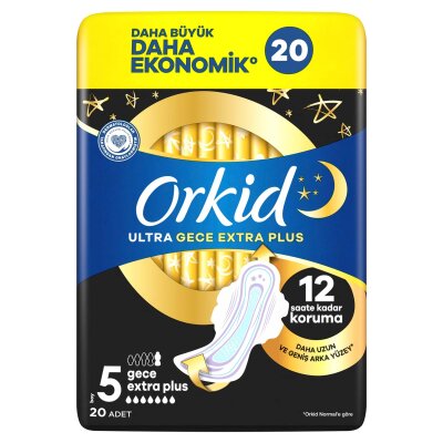Orkid Ultra Ekstra Plus Dörtlü Paket Gece Ped 20'li - Orkid