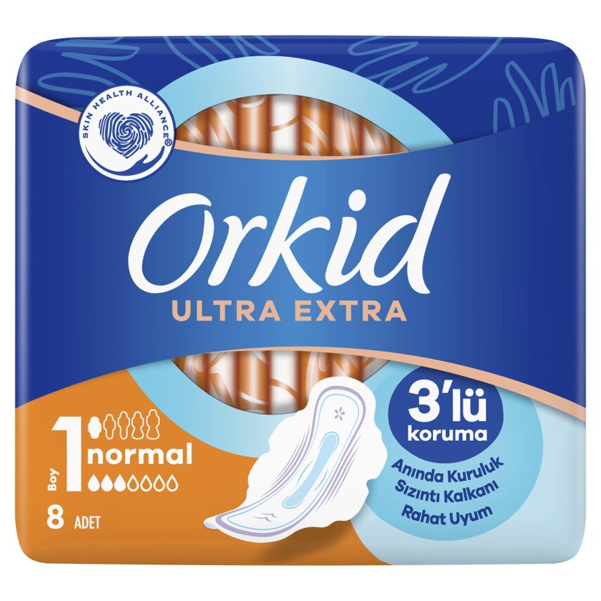 Orkid Ultra Extra Hijyenik Ped Normal Tekli Paket 8'li - 1