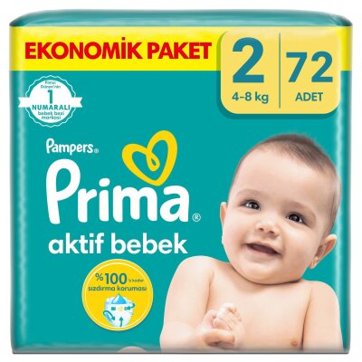 Prima Aktif Bebek Ekonomik Paket 2 Beden 4-8 Kg 72 Adet - Prima