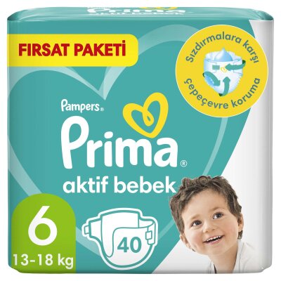 Prima Aktif Bebek Ekonomik Paket 6 Beden 13+ Kg 40 Adet - Prima