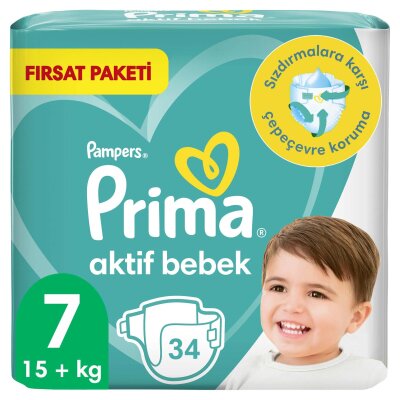 Prima Aktif Bebek Ekonomik Paket 7 Beden 15+ Kg 34 Adet - Prima