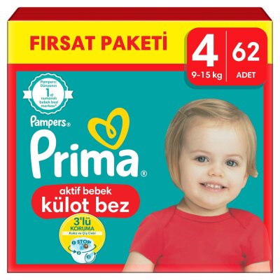 Prima Bebek Bezi Külot Bez 4 Numara 62 Adet Fırsat Paketi - Prima