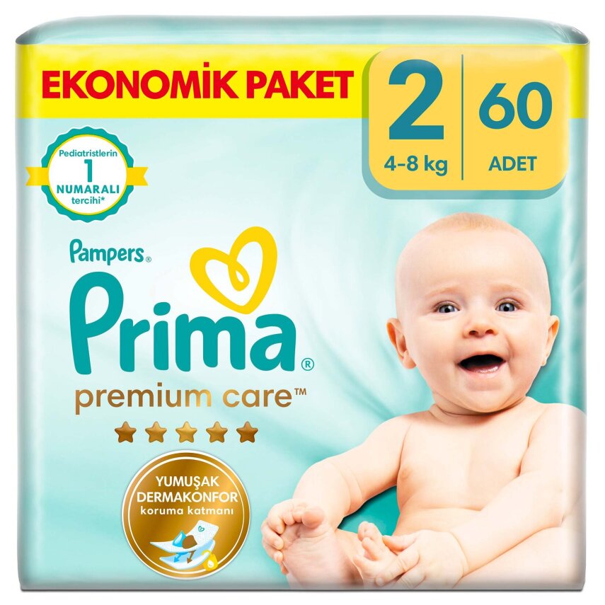 Prima Bebek Bezi Premium Care 2 Numara 60'lı 4-8 kg Ekonomik Paket - 1