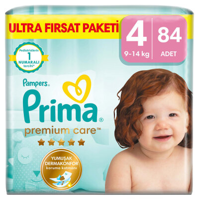 Prima Bebek Bezi Premium Care 4 Beden Maxi Ultra Fırsat Paketi 9-14 kg 84 Adet - Prima
