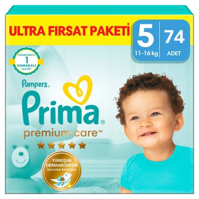 Prima Bebek Bezi Premium Care 5 Beden Junior Ultra Fırsat Paketi 11-16 kg 74 Adet - Prima