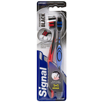 Signal Performans Siyah 1+1 Orta Diş Fırçası - Signal